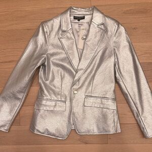 Central Park West Metallic Silver Blazer